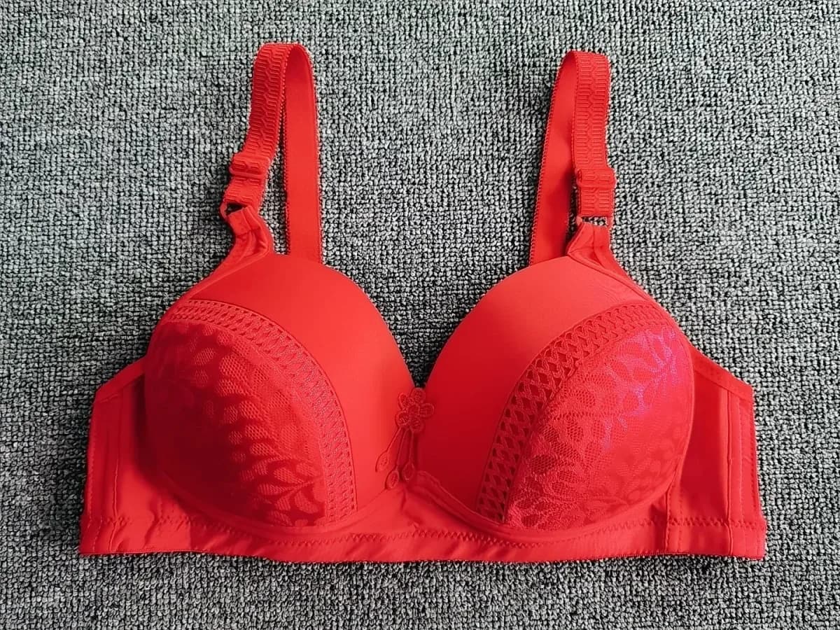 plus size lace push-up bra in red