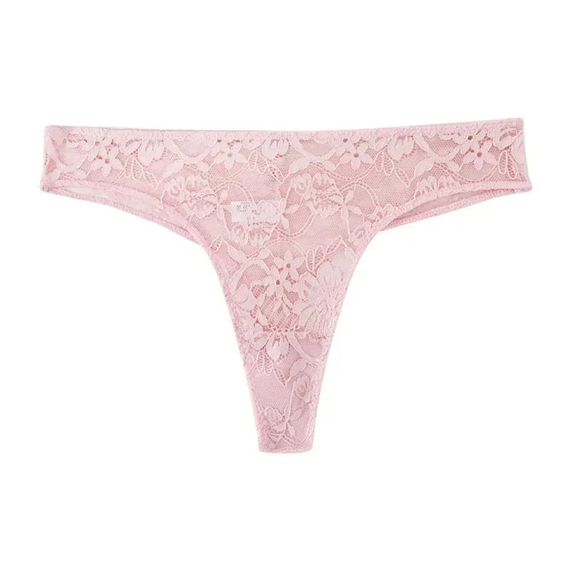 floral lace thong in pink