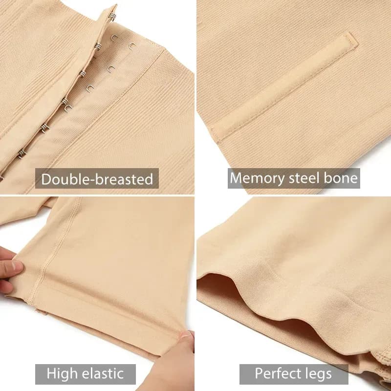 hooks, boning, stretch and leg details of the shaping shorts