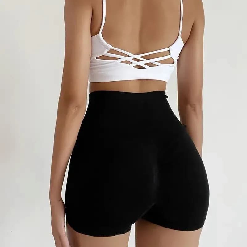 Black seamless high waist scrunch butt shorts