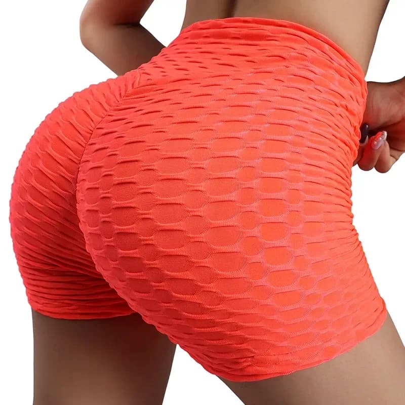 Orange honeycomb textured scrunch butt shorts