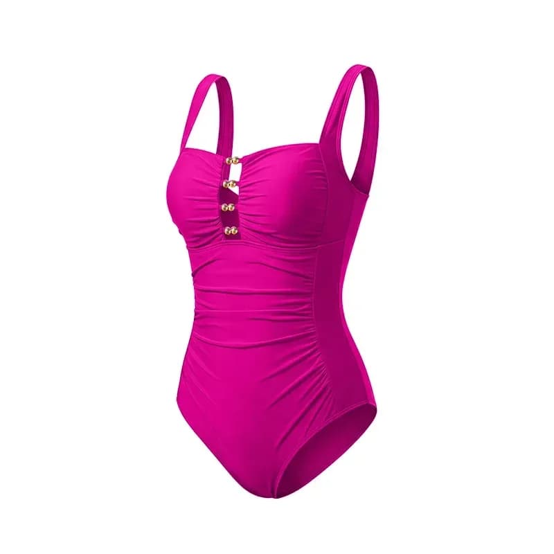 ruched one piece swimsuit in magenta