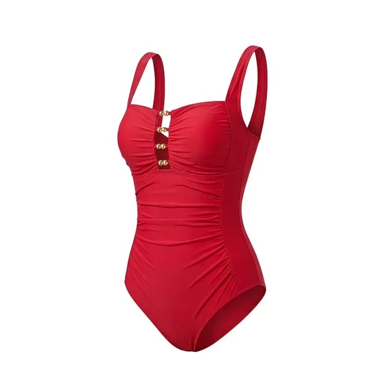 ruched one piece swimsuit in red