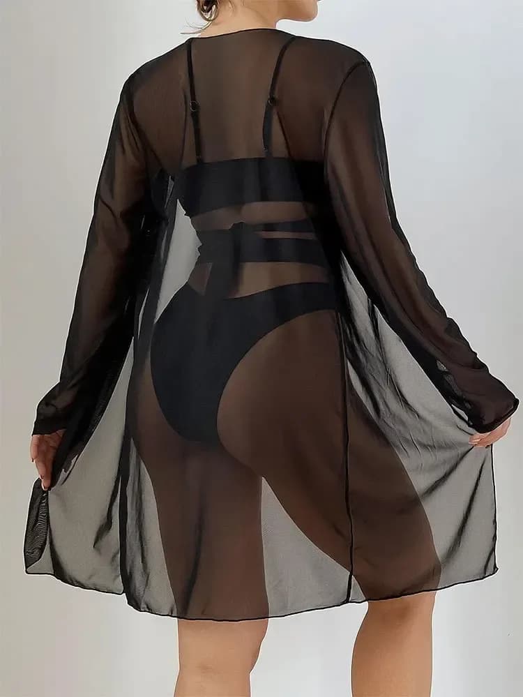 back of the sheer mesh kimono over the bikini