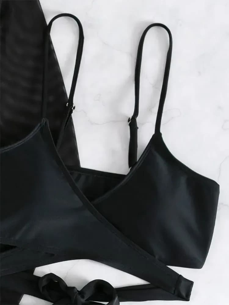 wrap front bikini top with adjustable straps