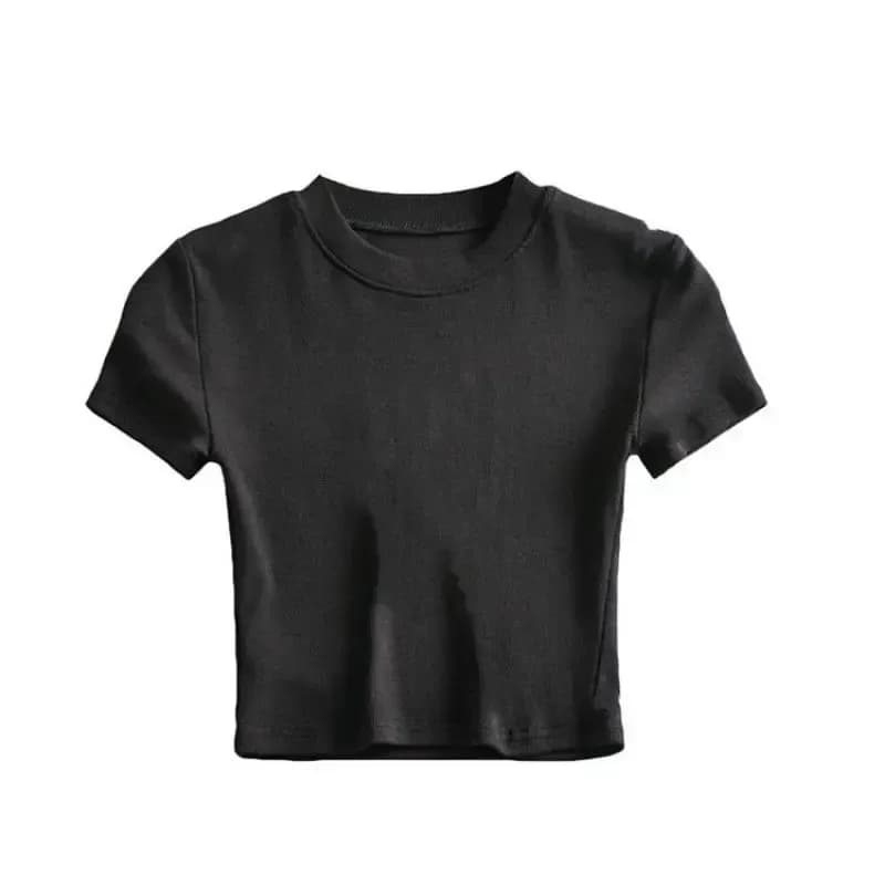 ribbed crop tee in black