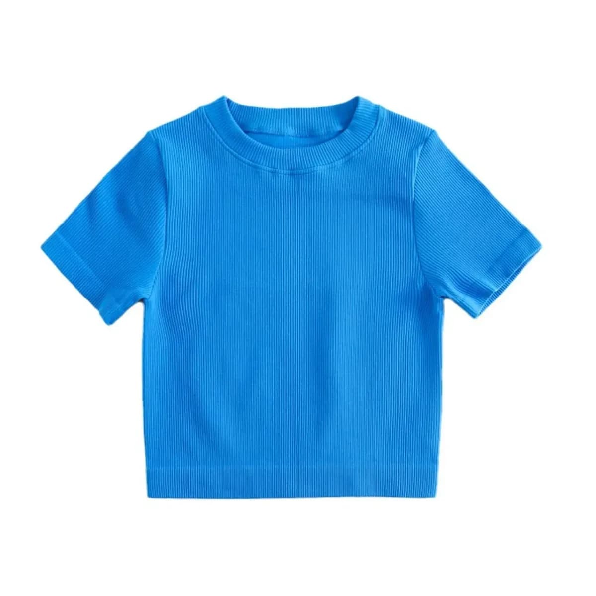 ribbed crop tee in blue