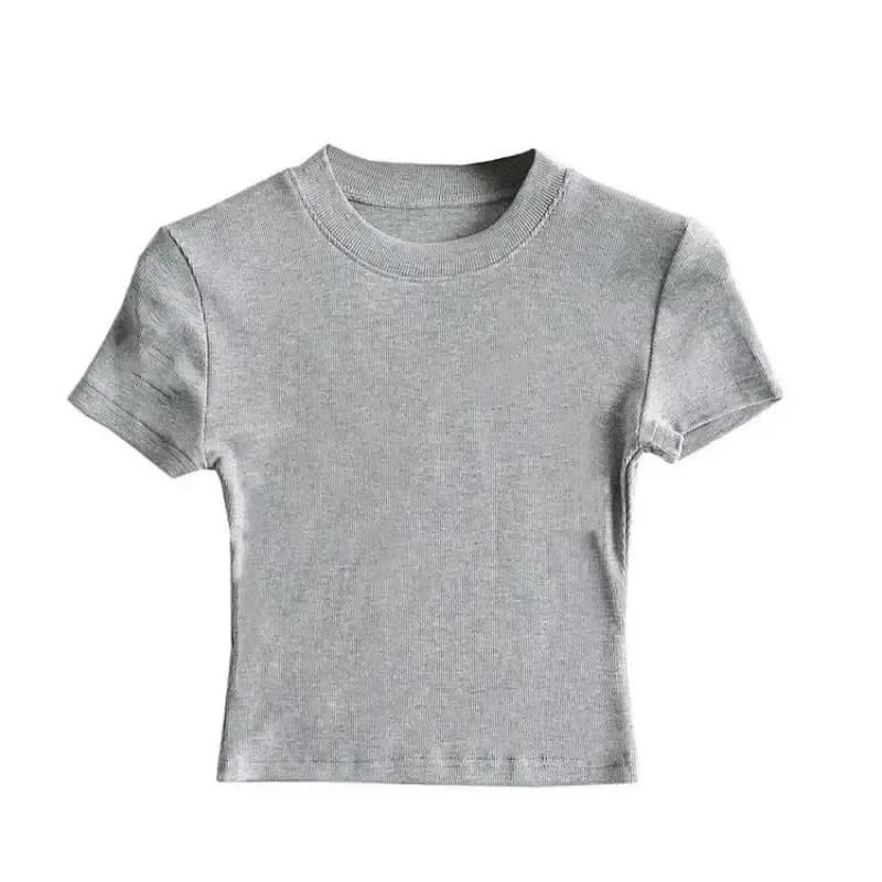 ribbed crop tee in light grey