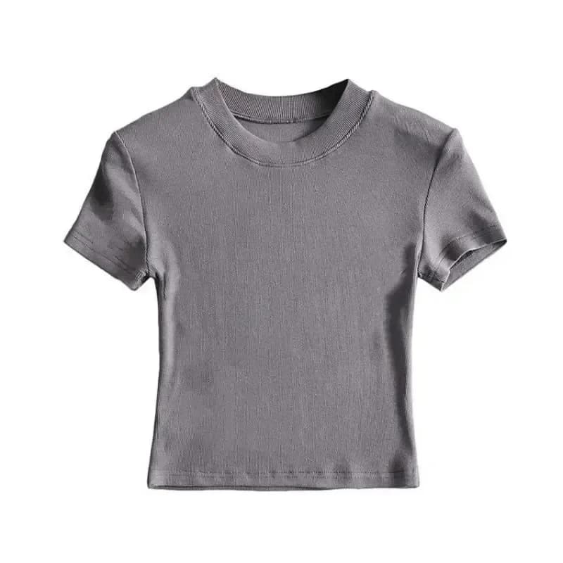 ribbed crop tee in slate grey