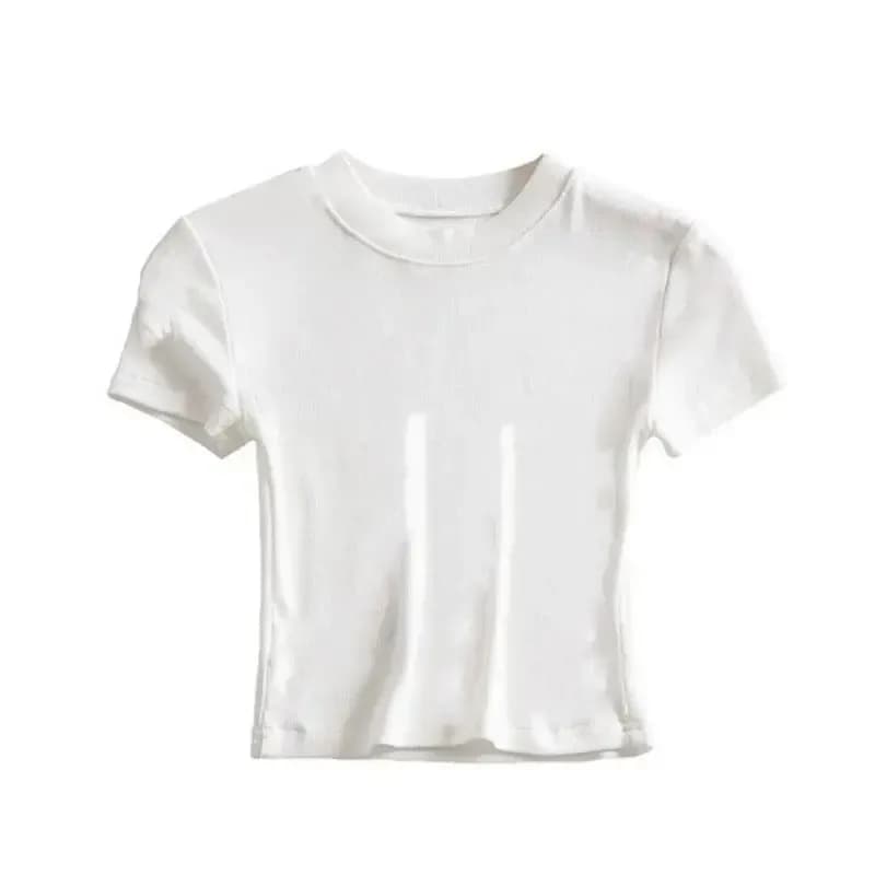 ribbed crop tee in white